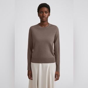 Merona Brown Crew Neck Sweater Fine-Gauge Cotton Sweater Comfy Stretchy Light